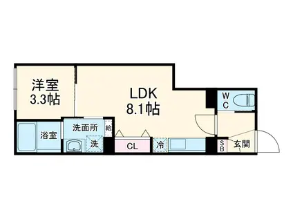 LUORE黒川イースト(1LDK/4階)の間取り写真