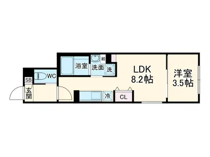 LUORE黒川イースト(1LDK/2階)の間取り写真
