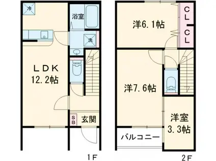 MIAOUBLE(3LDK/1階)の間取り写真