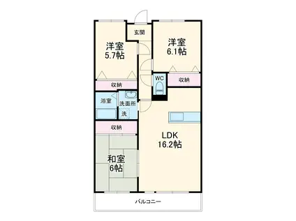 プロムナード豊中(3LDK/4階)の間取り写真