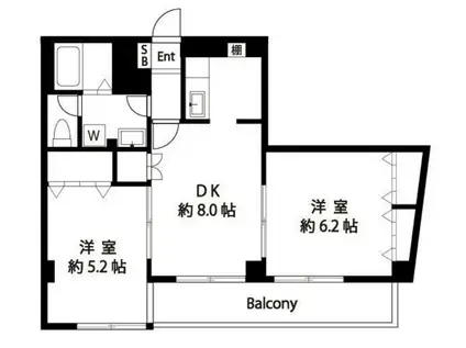 ラフルール(2DK/2階)の間取り写真