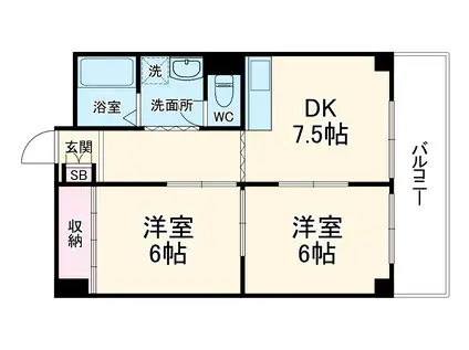 メゾンルノ-ル1(2DK/2階)の間取り写真