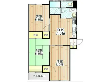 フェザー・ベルデ(3DK/2階)の間取り写真