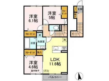 ル・グランⅢ(3LDK/2階)の間取り写真