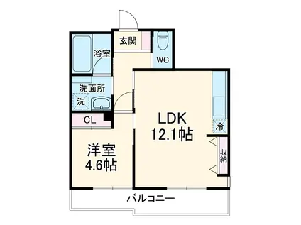 シベール御器所(1LDK/1階)の間取り写真