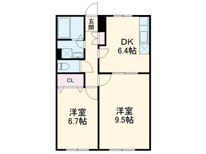 ヒラソール マルセイⅡ(2DK/1階)の間取り写真