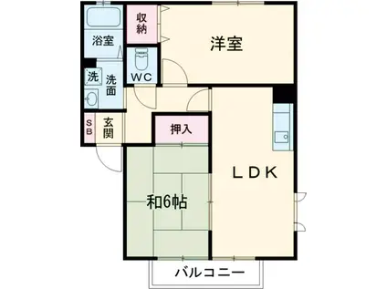 グランドゥールハイツ A(2LDK/1階)の間取り写真