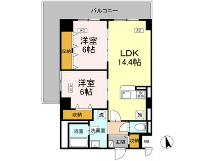 カスタリア西船橋Ⅱ(2LDK/3階)の間取り写真