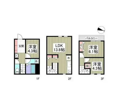 REGINA大宮(3LDK/1階)の間取り写真