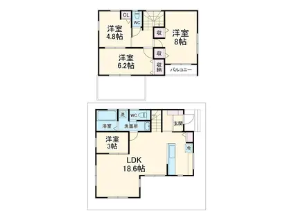つくばエクスプレス 南流山駅 徒歩20分 2階建 新築(4LDK)の間取り写真
