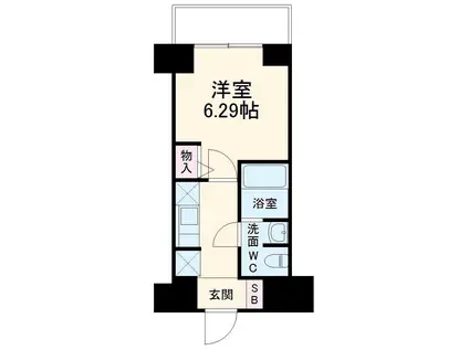 グランカーサさいたま新都心(1K/10階)の間取り写真