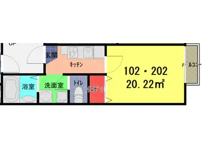 LF武里(1K/1階)の間取り写真