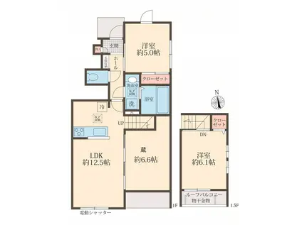 COLORS WING-A(2LDK/1階)の間取り写真