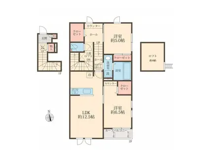 COLORS WING-A(2LDK/2階)の間取り写真