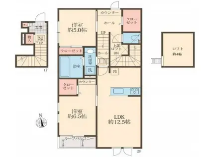 COLORS WING-A(2LDK/2階)の間取り写真