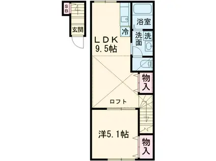 リオン・ドール(1LDK/2階)の間取り写真