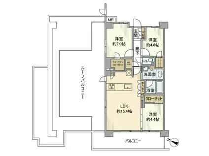 ヴィークステージ世田谷千歳烏山(3LDK/6階)の間取り写真