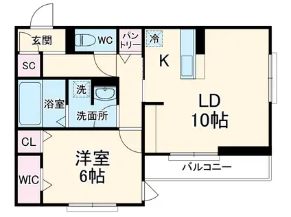 グラシューズ(1LDK/3階)の間取り写真