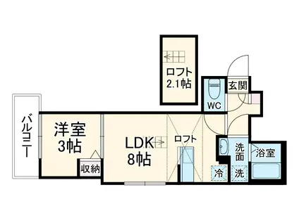 カーサリッツ八千代台(1LDK/3階)の間取り写真