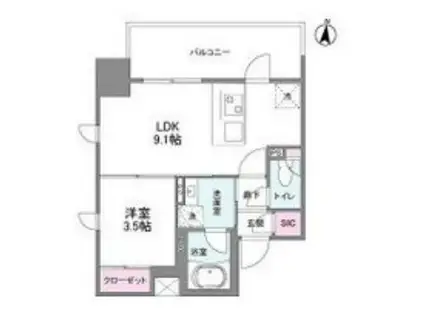 シーズンフラッツ新大阪(1LDK/8階)の間取り写真