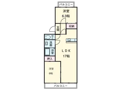 ロイヤルグリーン(2LDK/1階)の間取り写真