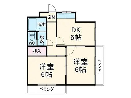 コーポラス長筬(2DK/2階)の間取り写真