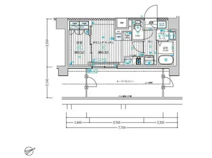 ブライズ調布飛田給(1DK/5階)の間取り写真