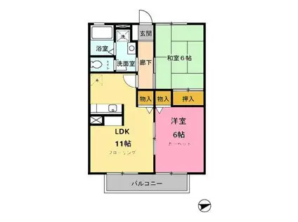 リヴェールエフティ(2LDK/2階)の間取り写真
