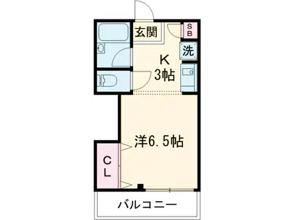 リズ松が丘(1K/1階)の間取り写真