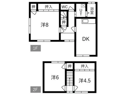 東海道本線 岡崎駅 徒歩9分 2階建 築36年(3DK)の間取り写真