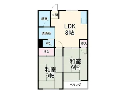 ハイツ・ニューキャッスル(2DK/2階)の間取り写真