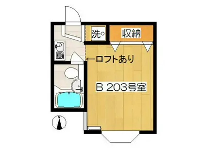 パレット西生田B(ワンルーム/2階)の間取り写真