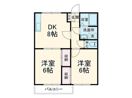 グリーンコートオリモA(2DK/2階)の間取り写真