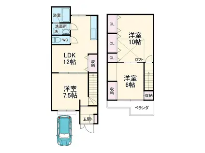 名古屋市名城線 熱田神宮伝馬町駅 徒歩15分 2階建 築48年(3LDK)の間取り写真