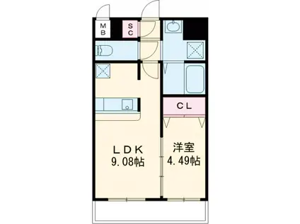 CALM RIVIRE箱崎(1LDK/5階)の間取り写真