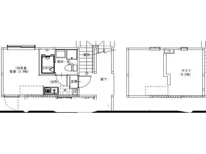 金町BASE(ワンルーム/1階)の間取り写真