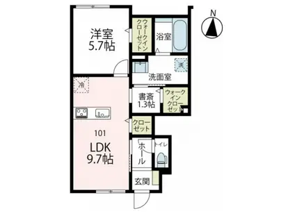 ラ・コリーヌ(1LDK/1階)の間取り写真