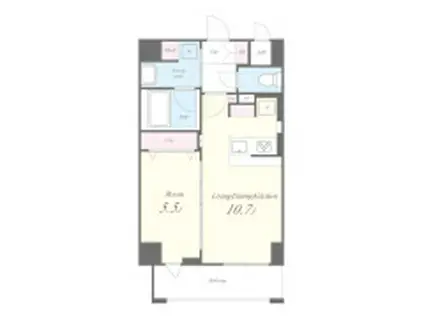 ハピネスガーデン新大阪(1LDK/2階)の間取り写真