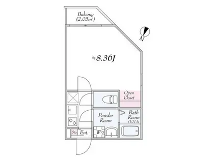 GRADO KAMEARI(1K/2階)の間取り写真