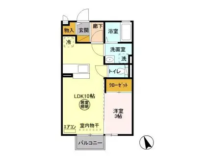 カーサ ビスタ C(1LDK/2階)の間取り写真