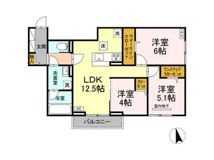 アクシス(3LDK/1階)の間取り写真