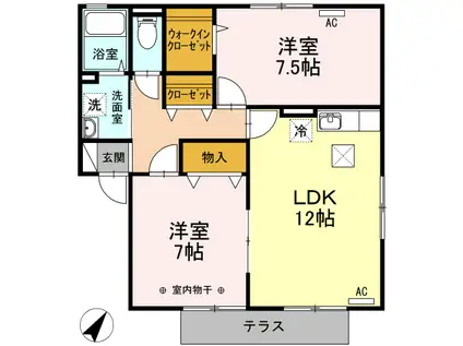 フラッツC(2LDK/1階)の間取り写真