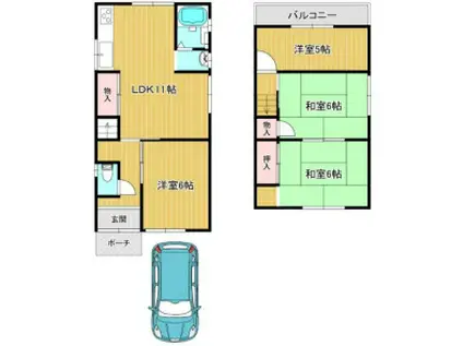 阪和線 信太山駅 徒歩19分 2階建 築47年(4LDK)の間取り写真