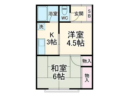 三方原グリーンハイツ A(2K/1階)の間取り写真