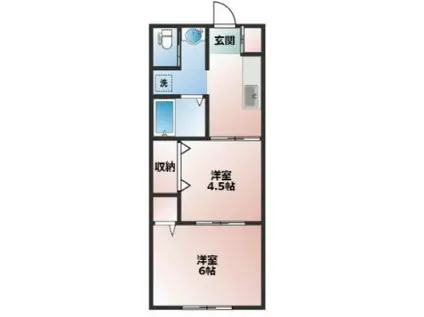 朝日グリーンハイツ(2K/2階)の間取り写真