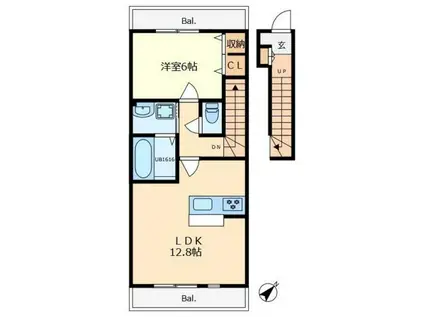 SWEET HOMEⅡ(1LDK/2階)の間取り写真