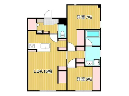 東海道本線 天竜川駅 徒歩15分 5階建 新築(2LDK/2階)の間取り写真