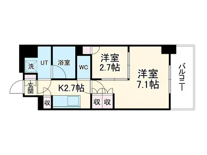 ウェリスアーバン守口(1LDK/6階)の間取り写真
