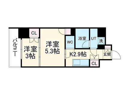 ウェリスアーバン守口(1LDK/6階)の間取り写真