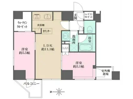 プライムアーバン西日暮里フロント(2LDK/15階)の間取り写真